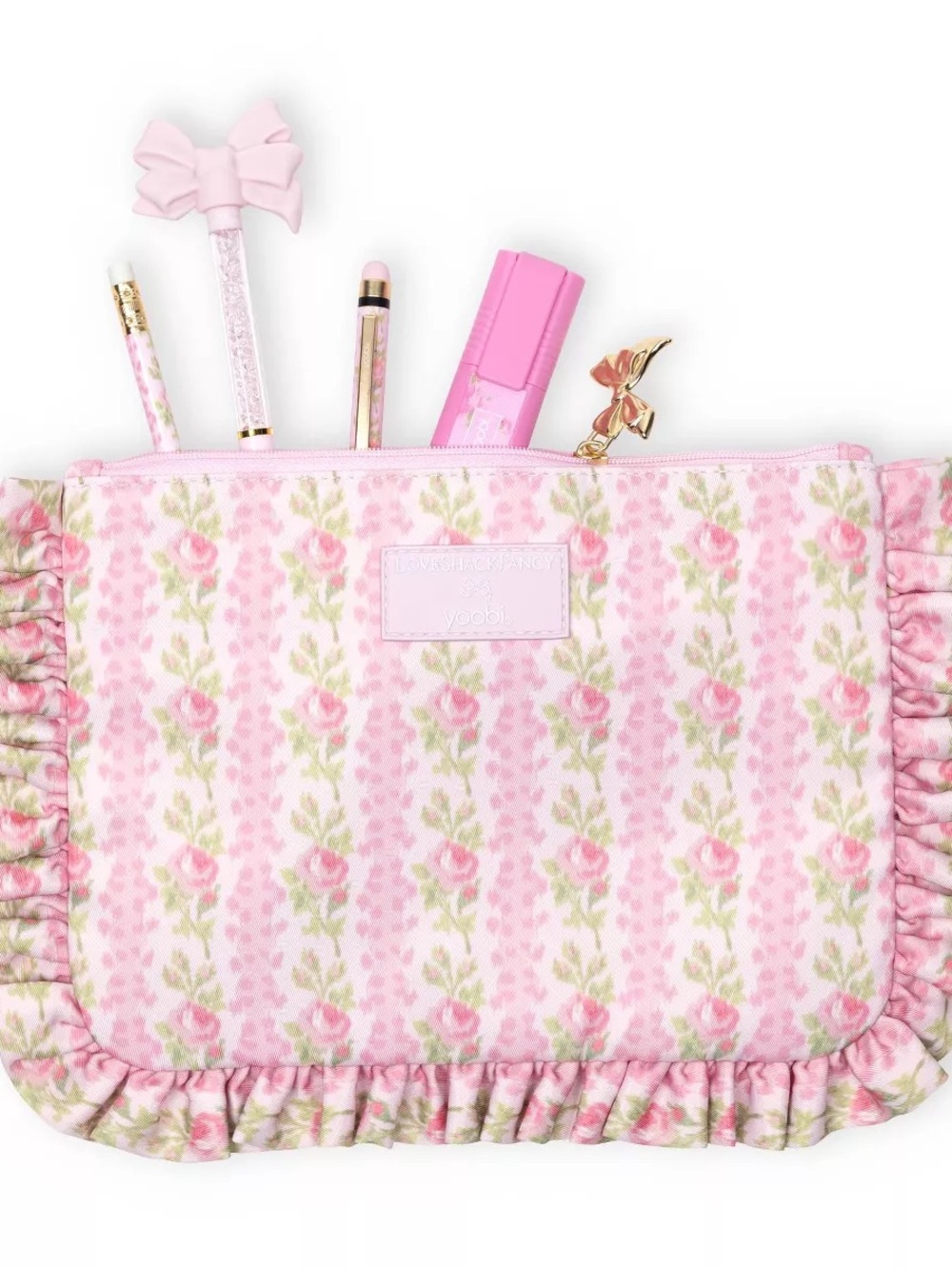 LoveShackFancy x Target - Yoobi Blooming Heirloom Flat Zip Pencil Case Ruffles